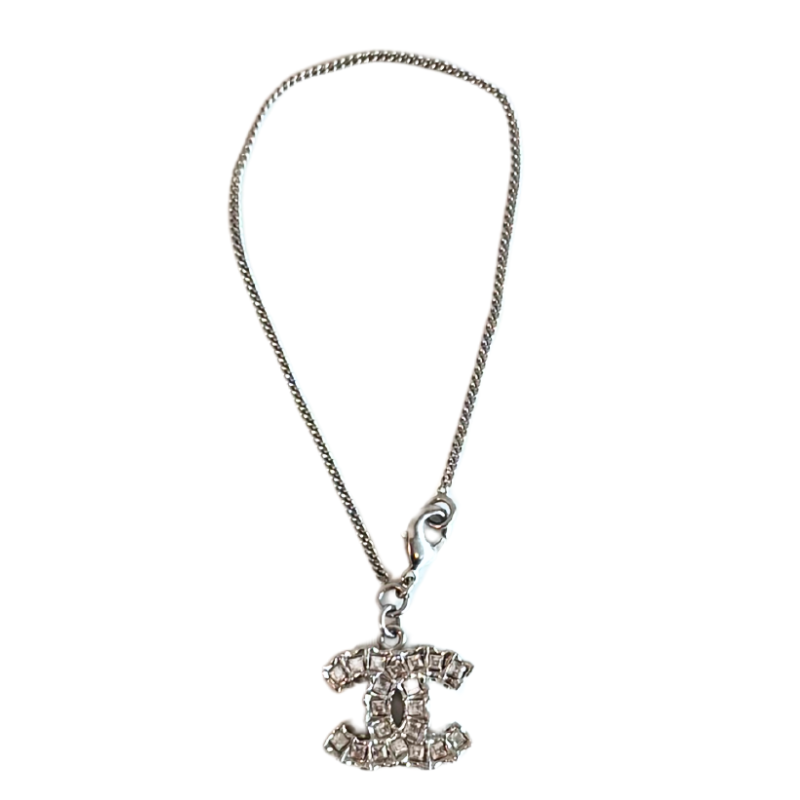 Chanel Crystal Interlocking CC Logo Charm Bracelet