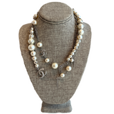 Chanel Crystal CC Pearl Multi Strand Chain Long Necklace