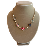 Chanel Pearl And Multicolor CC Necklace