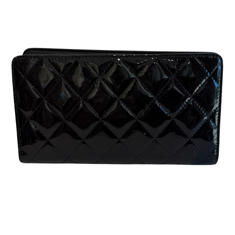 Chanel Quilted Patent Leather Bi-Fold Wallet