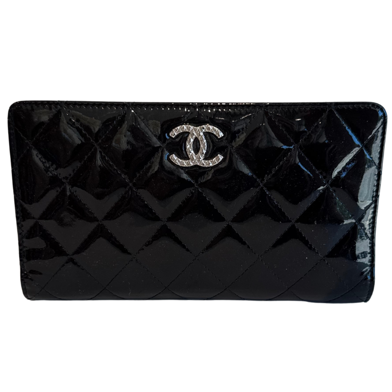 Chanel Quilted Patent Leather Bi-Fold Wallet