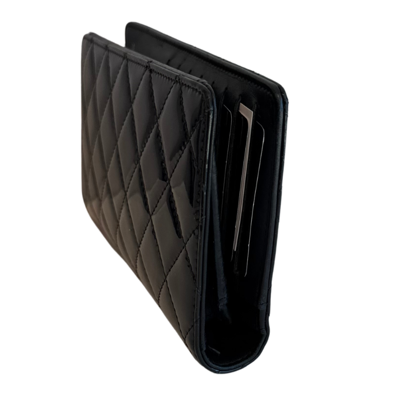 Chanel Quilted Patent Leather Bi-Fold Wallet
