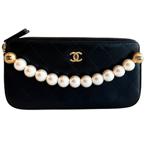 Chanel Chic Pearls Double Zip Wallet On Chain