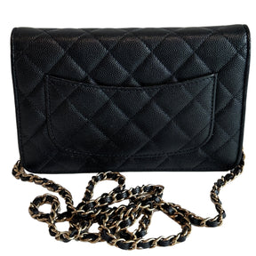 Chanel Quilted Caviar Leather Wallet On Chain