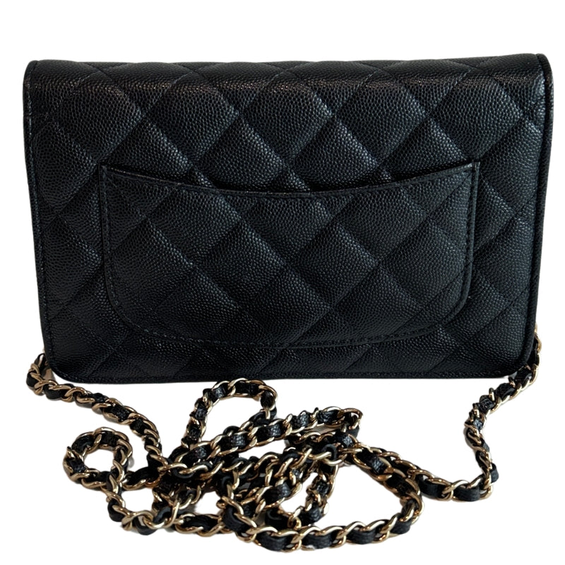 Chanel Quilted Caviar Leather Wallet On Chain