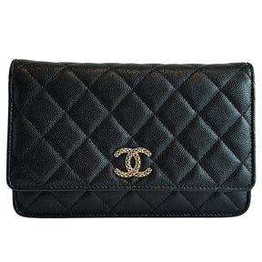 Chanel Quilted Caviar Leather Wallet On Chain