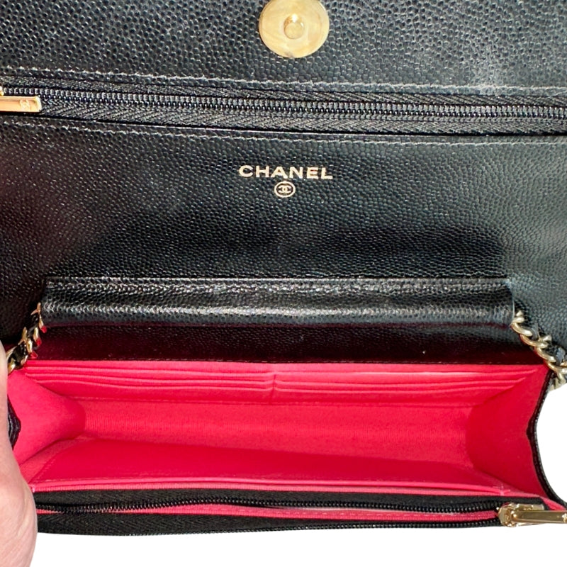Chanel Quilted Caviar Leather Wallet On Chain