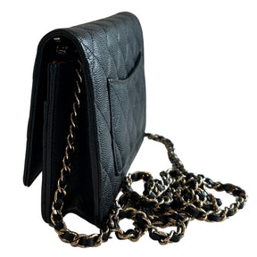 Chanel Quilted Caviar Leather Wallet On Chain
