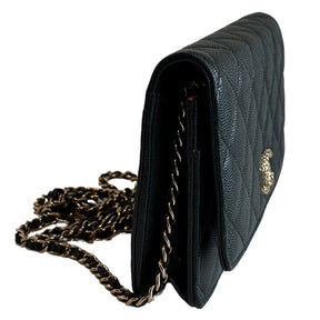 Chanel Quilted Caviar Leather Wallet On Chain