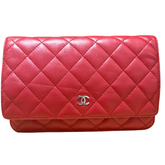 Chanel Lambskin Leather Quilted Wallet On Chain