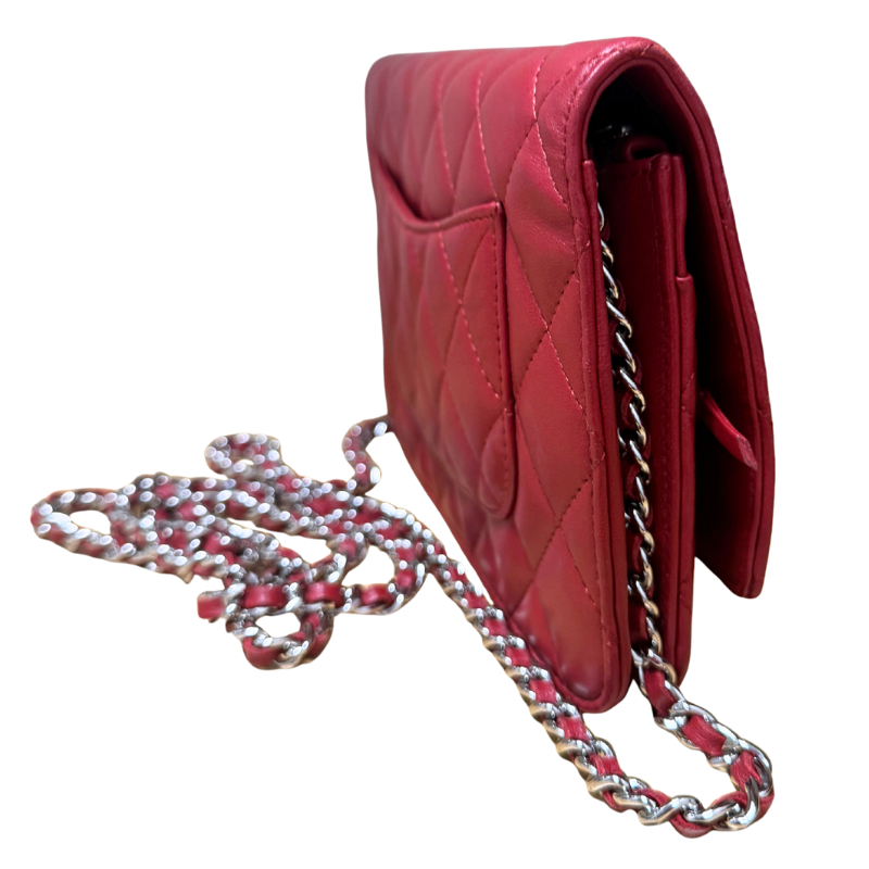Chanel Lambskin Leather Quilted Wallet On Chain