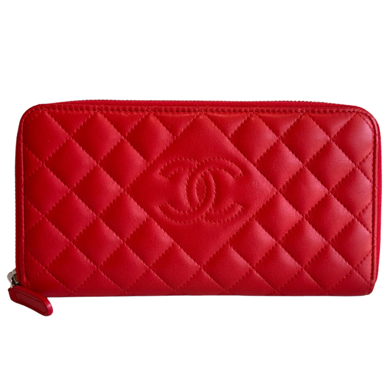 Chanel Quilted Lambskin Continental Zip Around Wallet