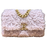 Chanel Light Pink Shearling Medium 19 Flap Bag