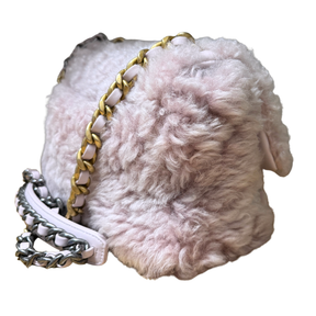 Chanel Light Pink Shearling Medium 19 Flap Bag