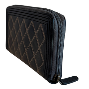 Chanel Stitched Quilted Boy Zip Around Wallet