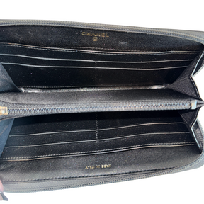 Chanel Stitched Quilted Boy Zip Around Wallet