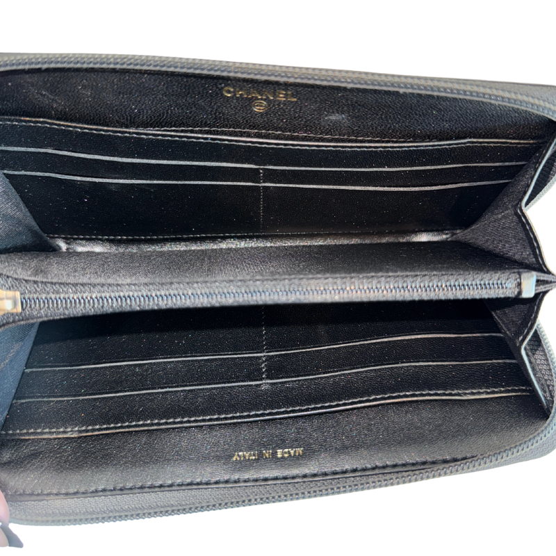 Chanel Stitched Quilted Boy Zip Around Wallet