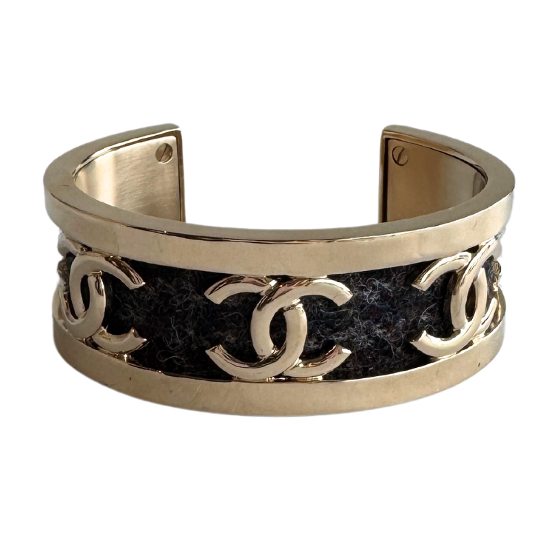 Chanel CC Tweed Cuff Bracelet