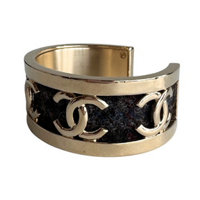 Chanel CC Tweed Cuff Bracelet