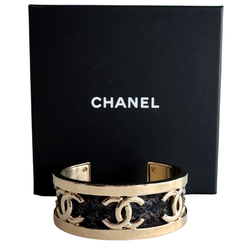 Chanel CC Tweed Cuff Bracelet