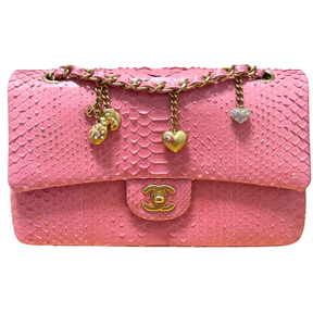 Chanel Valentines Charms Python Classic Medium Single Flap