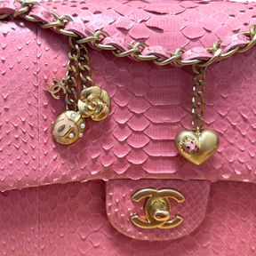Chanel Valentines Charms Python Classic Medium Single Flap