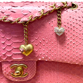 Chanel Valentines Charms Python Classic Medium Single Flap