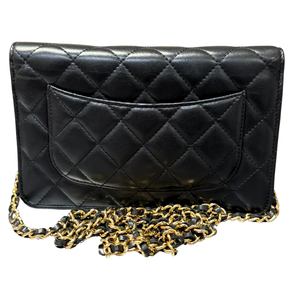 Chanel Lambskin Leather Quilted Wallet On Chain