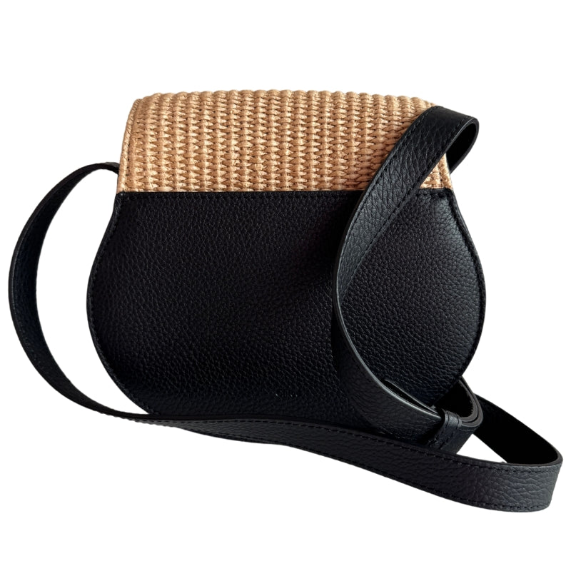 Chloe Small Marcie Raffia & Leather Saddle Bag