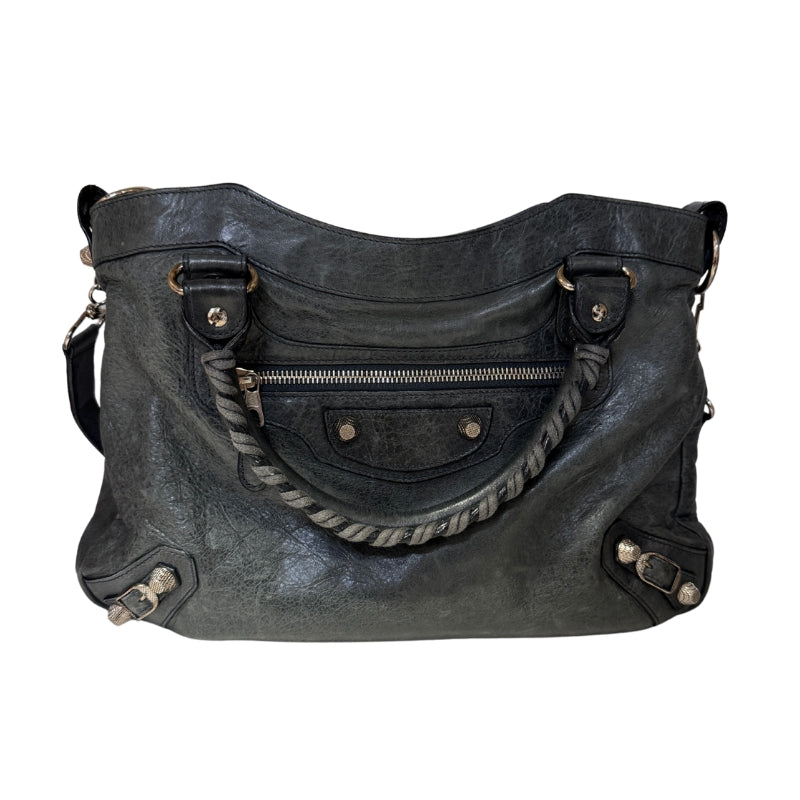 Balenciaga Motocross City&nbsp;

Blue Lambskin&nbsp;

Silver-Toned Hardware

Rolled Handles&nbsp;

Single Shoulder Strap

Poplin Lining&nbsp;