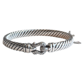 David Yurman Sterling Silver And Pave Diamond Buckle Cable Bracelet