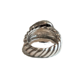 David Yurman Sterling Silver And Pave Diamond Buckle Cable Ring