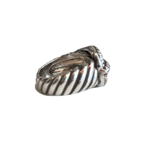 David Yurman Sterling Silver And Pave Diamond Buckle Cable Ring
