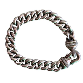 David Yurman Pave Diamond Buckle Curb Chain Bracelet