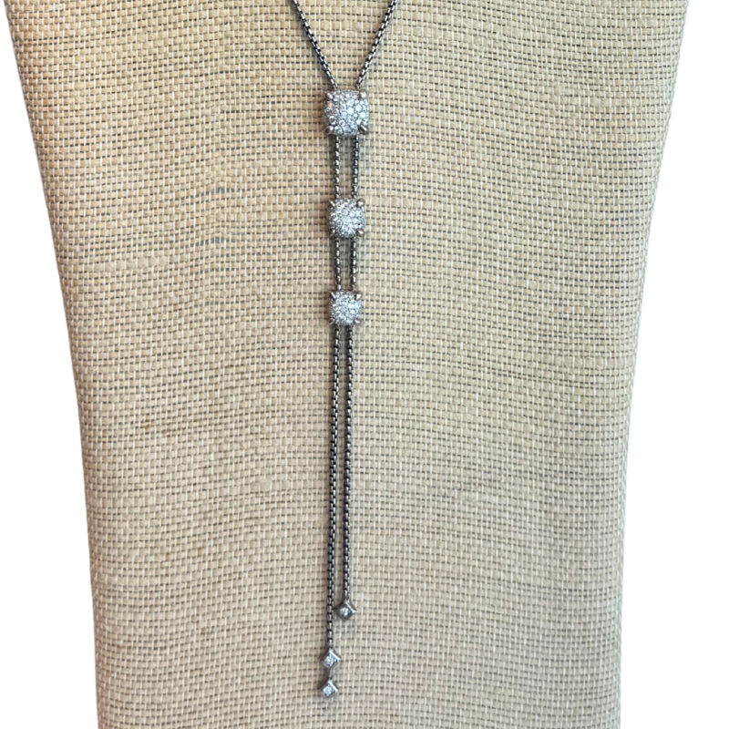David Yurman Chatelaine Pave Diamond And Sterling Silver Lariat Y-Necklace