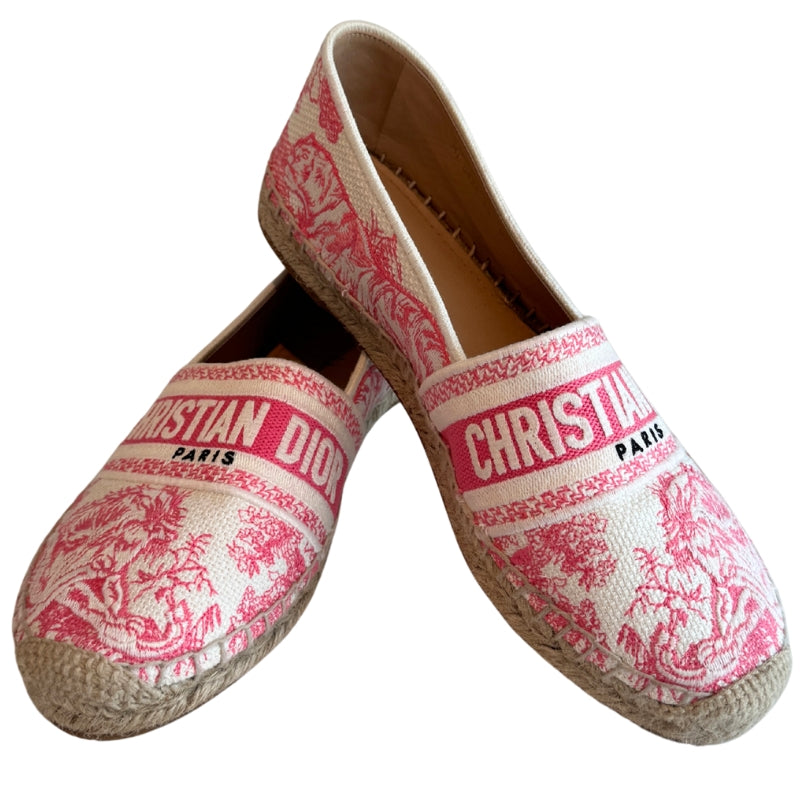 Christian Dior Embroidered Toile De Jouy Granville Espadrilles