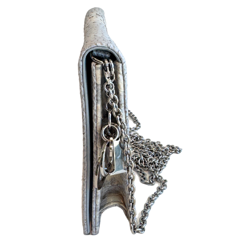 Christian Dior Lady Dior Python Clutch With Chain