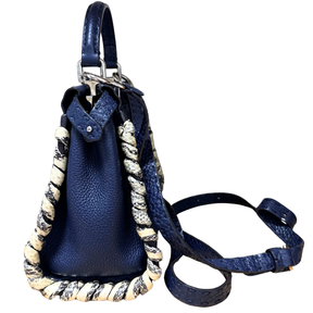 Fendi Selleria Snakeskin Whipstitch Mini Peekaboo Bag