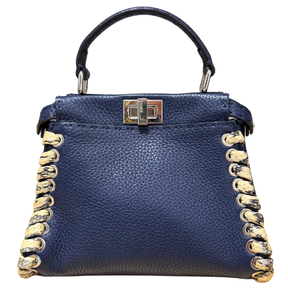 Fendi Selleria Snakeskin Whipstitch Mini Peekaboo Bag