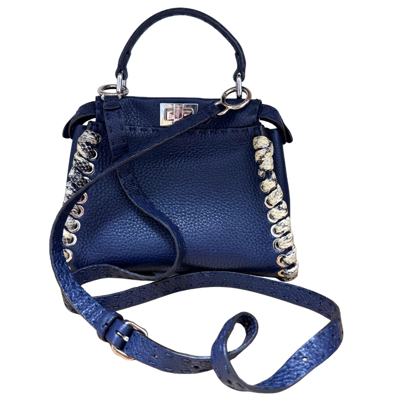 Fendi Selleria Snakeskin Whipstitch Mini Peekaboo Bag