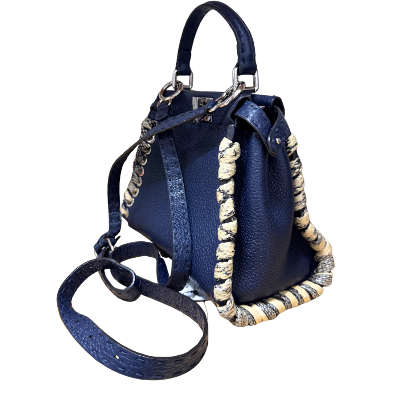 Fendi Selleria Snakeskin Whipstitch Mini Peekaboo Bag