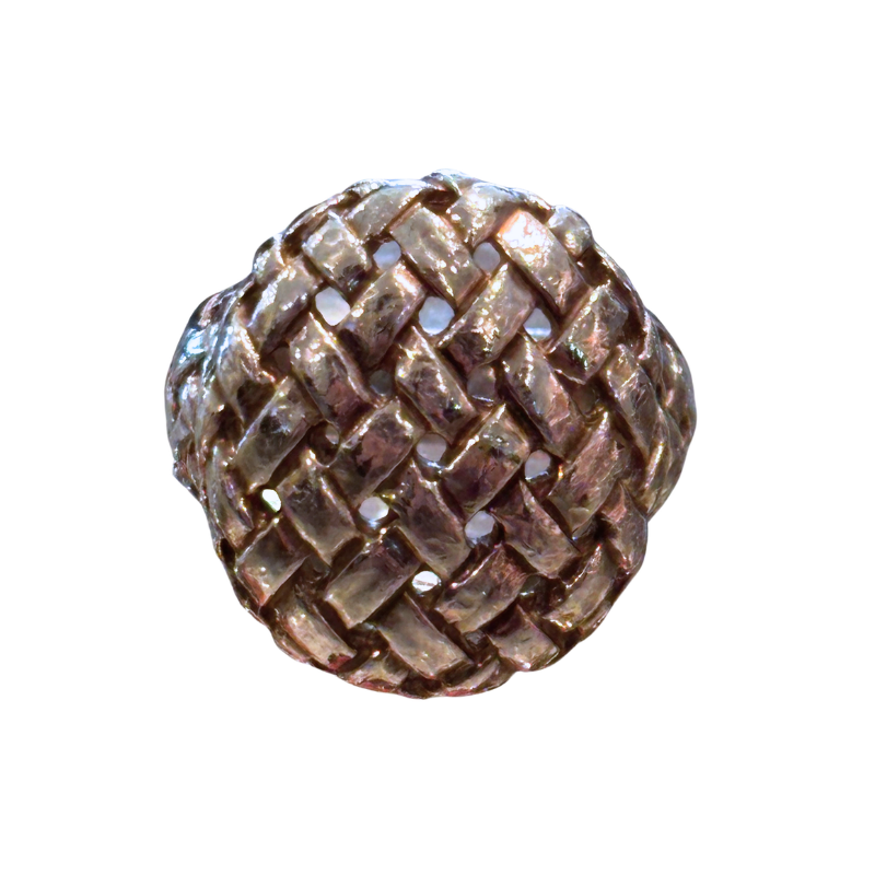Front View of Slane Sterling Silver Woven Cocktail Ring on a white background. 