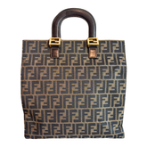 Front of Brown Fendi Zucca FF Canvas Tote. 