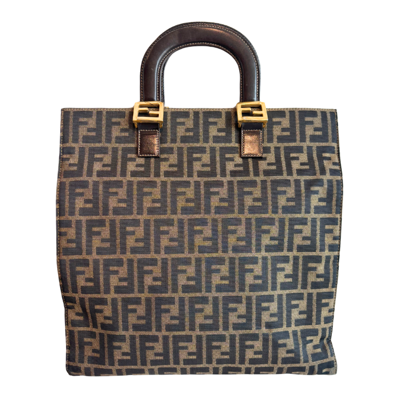 Front of Brown Fendi Zucca FF Canvas Tote. 