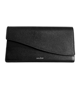 A black pebbled leather clutch wallet with an envelope-style flap closure and the brand name 'POLÈNE' printed in small gold letters near the bottom center, shown on a plain white background.