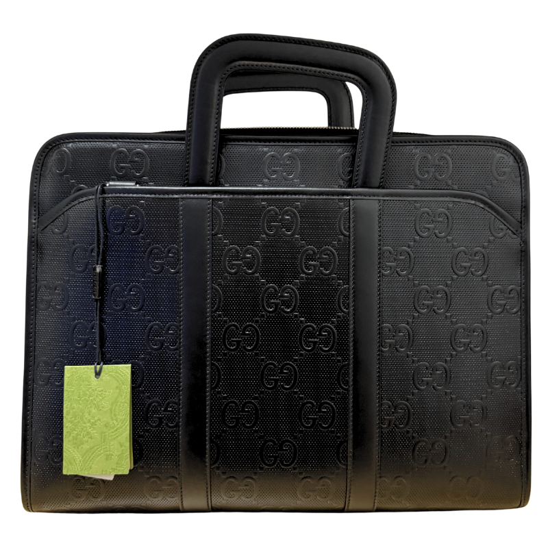 Gucci GG Embossed Perforated Business Briefcase Bag