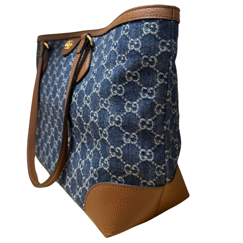 Gucci GG Denim Ophidia Medium Shopping Tote