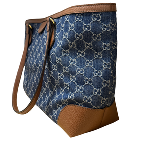 Gucci GG Denim Ophidia Medium Shopping Tote