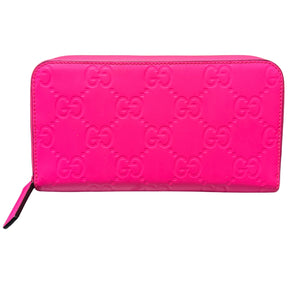 Gucci GG Neon Rubber-Effect Leather Zip-Around Wallet