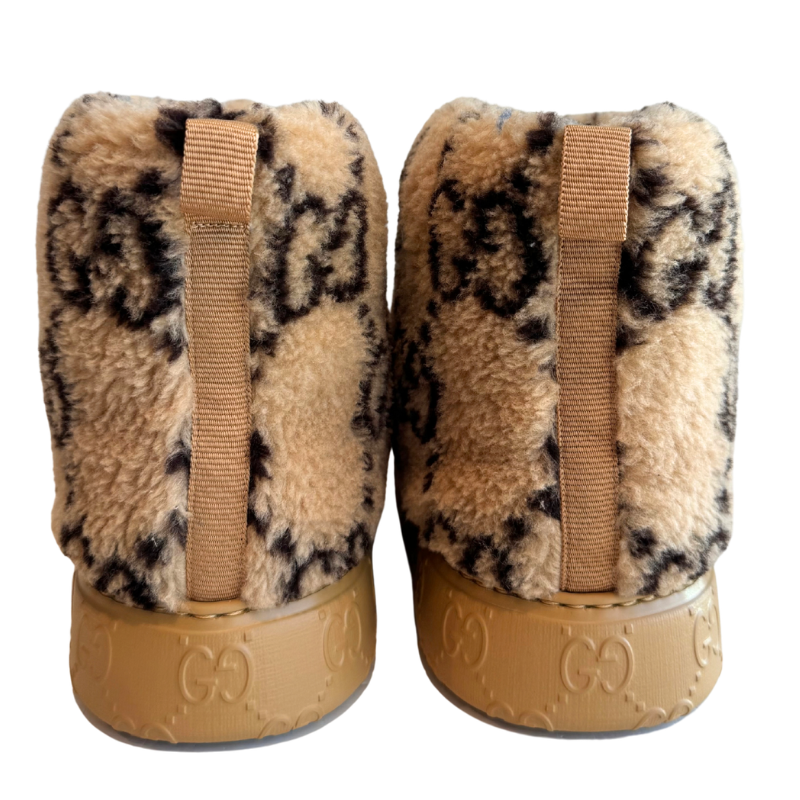 Gucci Giant Monogram Shearling Platform Ankle Boots